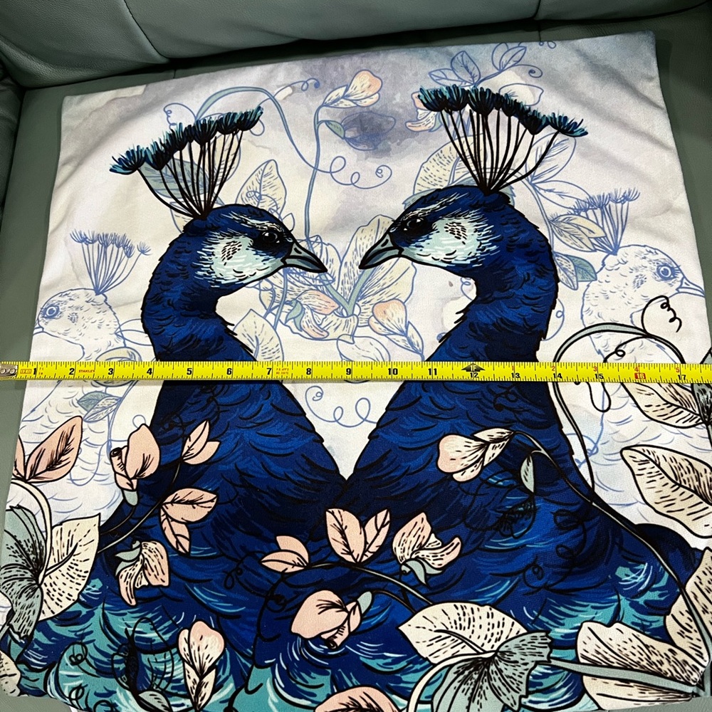 Set Of 4 Colorful Peacock 17" Throw Pillow Cases - Picture 2 of 7